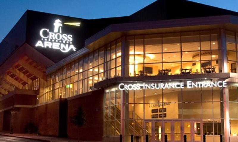 Exterior at night. Photo Provided by Cross Insurance Arena