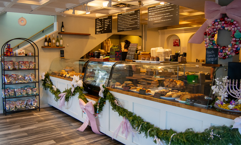 Christmas display inside Freeport coffee store; Photo Credit: Lauren Witt at Visit Portland