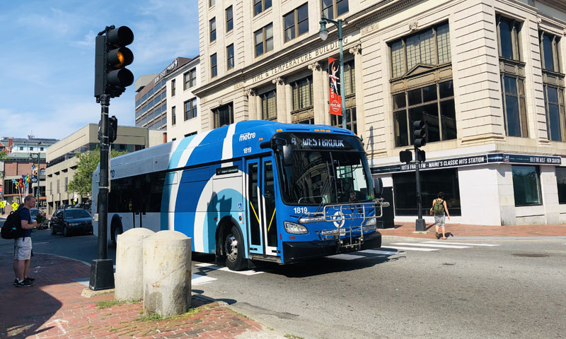 New Bus 0n Congress St, Photo Provided by Greater Portland METRO