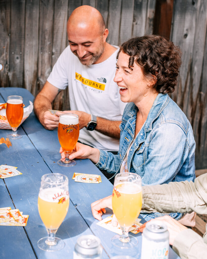Enjoying beer in the Tasting Room; Photos by Mat Trogner c/o Allagash Brewing Co.